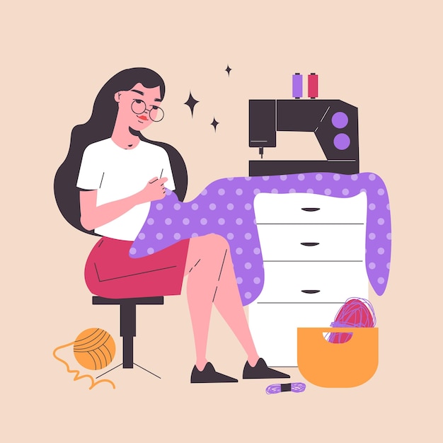 Free vector sewing hobby concept