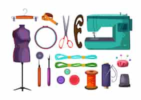 Free vector sewing tools set