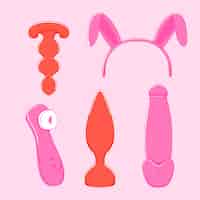 Бесплатное векторное изображение Коллекция элементов секс-игрушек