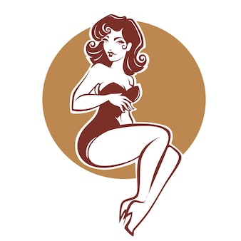 Sexy and beauty retro pinup girl for your logo or label design