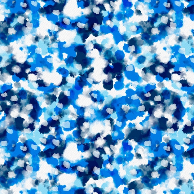 Shades of blue abstract watercolor seamless pattern