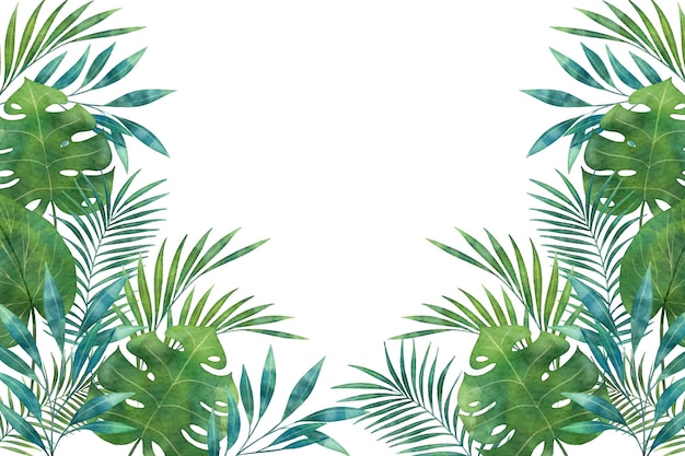 Free vector shades of green tropical mural wallpaper copy space