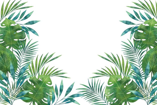 Shades of green tropical mural wallpaper copy space