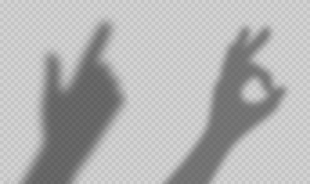 Shadow hand ok and pointing gestures illustration