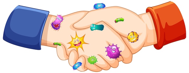 Free vector shaking hands with virus and bacteria