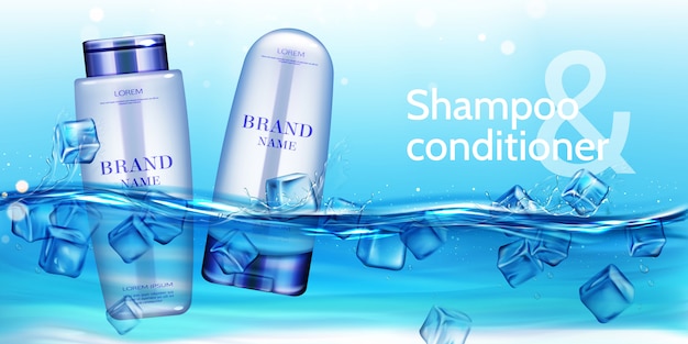 Shampoo and conditioner cosmetic bottles 