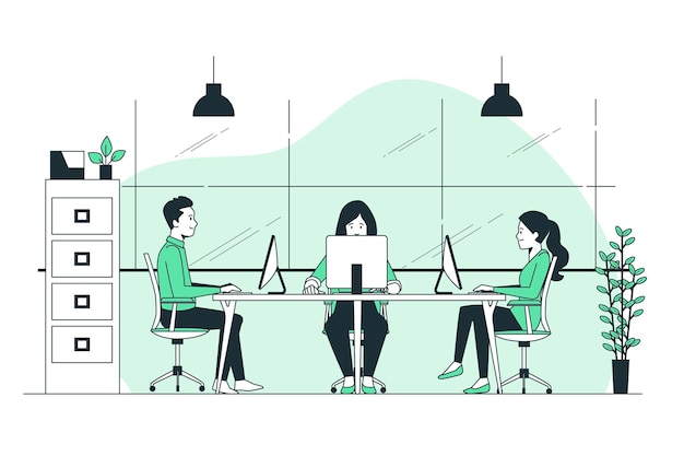 Free vector shared workspace concept illustration