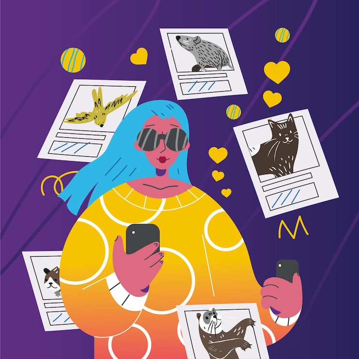 Free Vector sharing content on social media