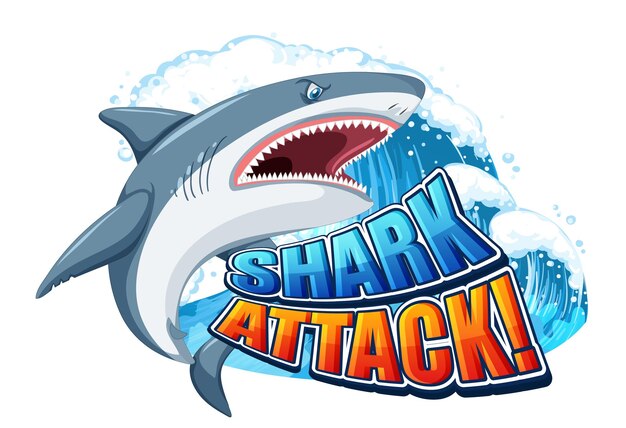 만화 공격적인 상어와 상어 공격 글꼴 로고