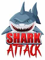 Free vector shark attack font logo with cartoon aggressive shark