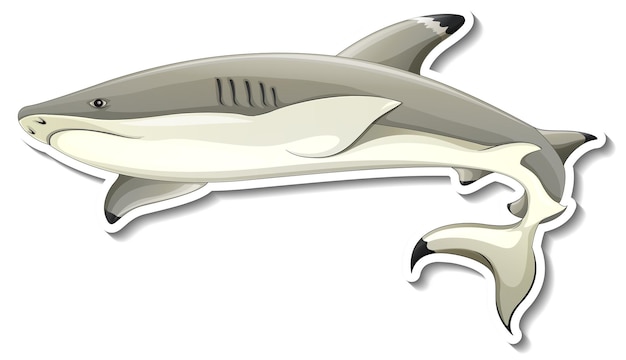 Free vector shark cartoon sticker on white background