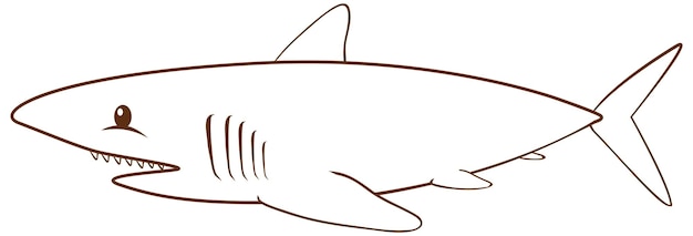 Shark in doodle simple style on white background
