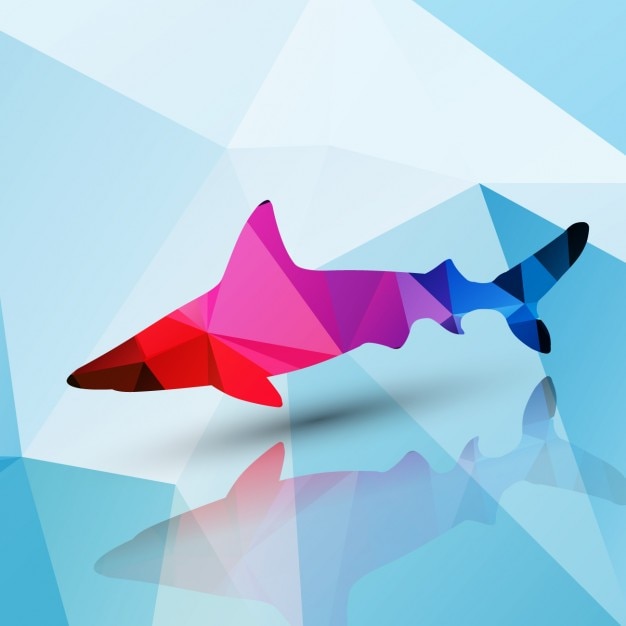 Shark made of polygons background