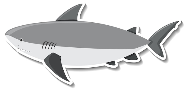 Vettore gratuito un adesivo cartone animato animale marino squalo