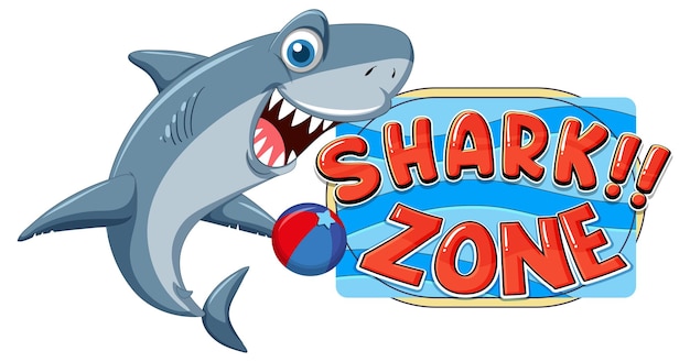 Shark zone icon with shark cartoon character