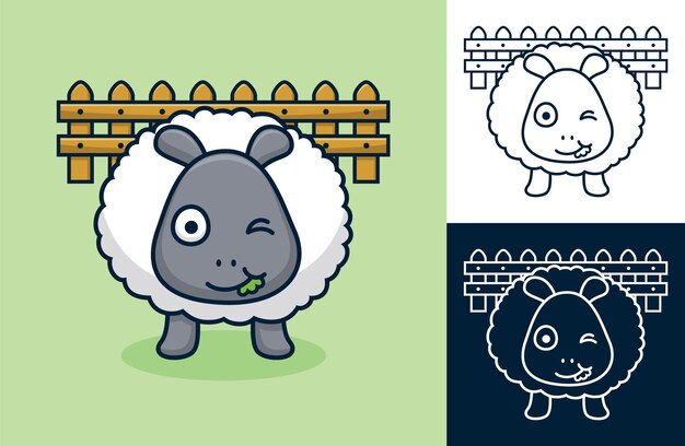 モノクロのヤギのイラスト 無料のベクター