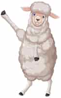 Free vector a sheep pose on white background