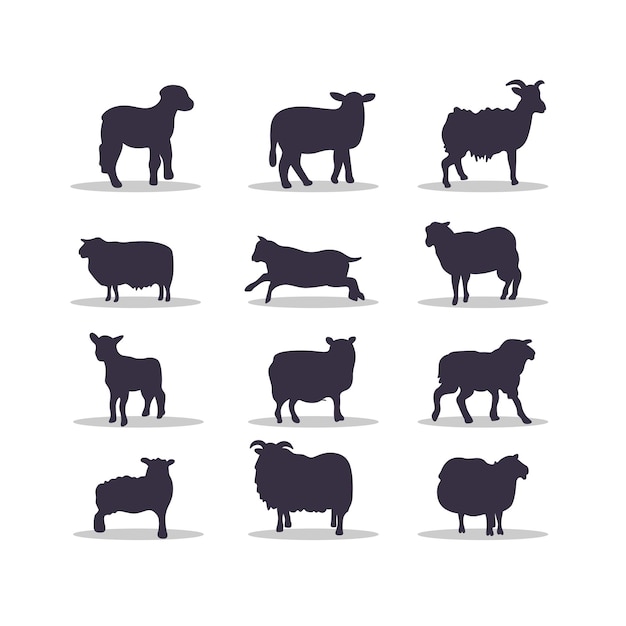 羊のシルエットベクトルイラストデザイン プレミアムベクター