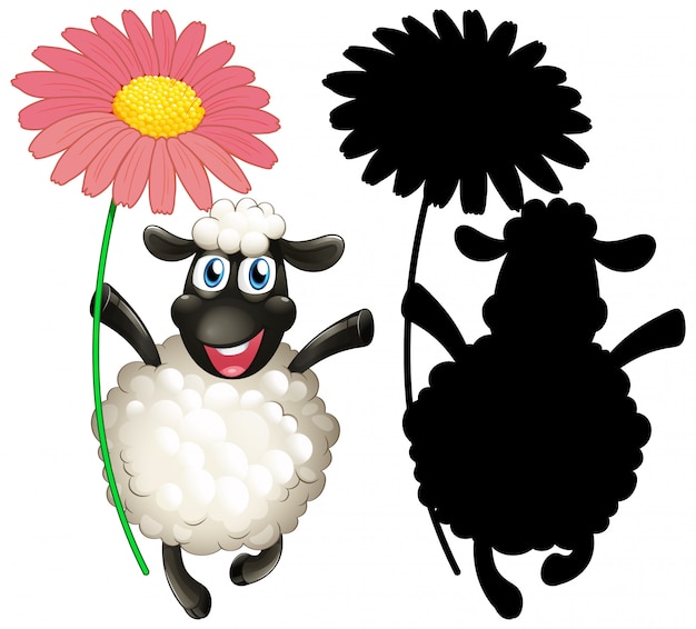 Free vector sheep with its silhouette