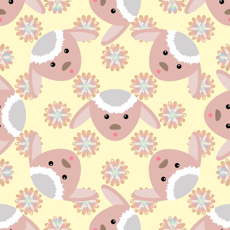 Free Vector sheeps and flowers pattern background
