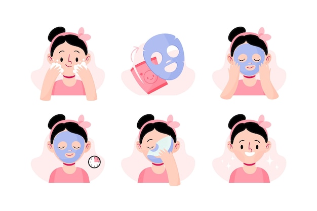 Free vector sheet mask instructions illustrated