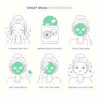 Free vector sheet mask instructions set