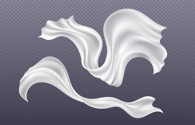 Free vector sheet of white silk ribbon fly and flow in air