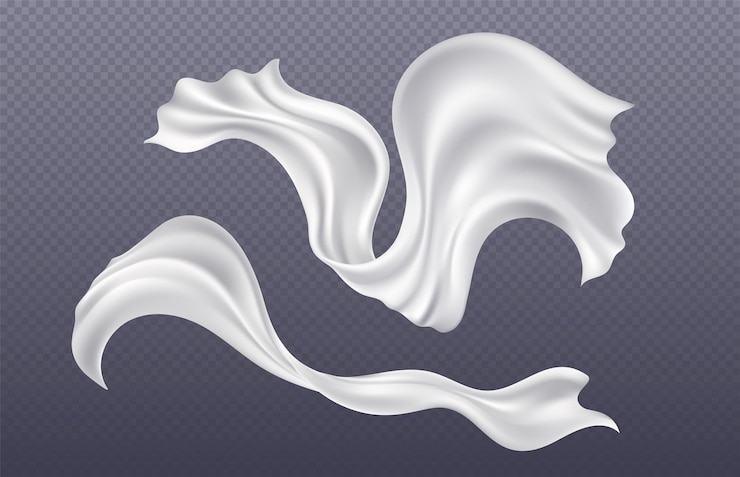 Free Vector sheet of white silk ribbon fly and flow in air