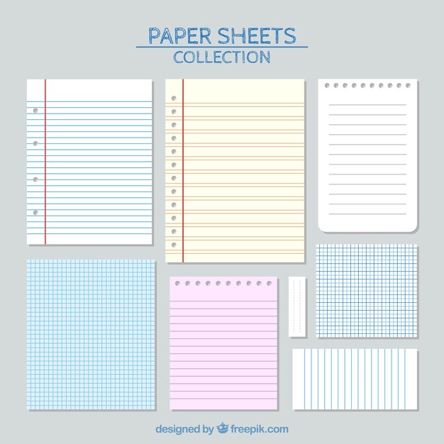 Sheets of paper with lines set