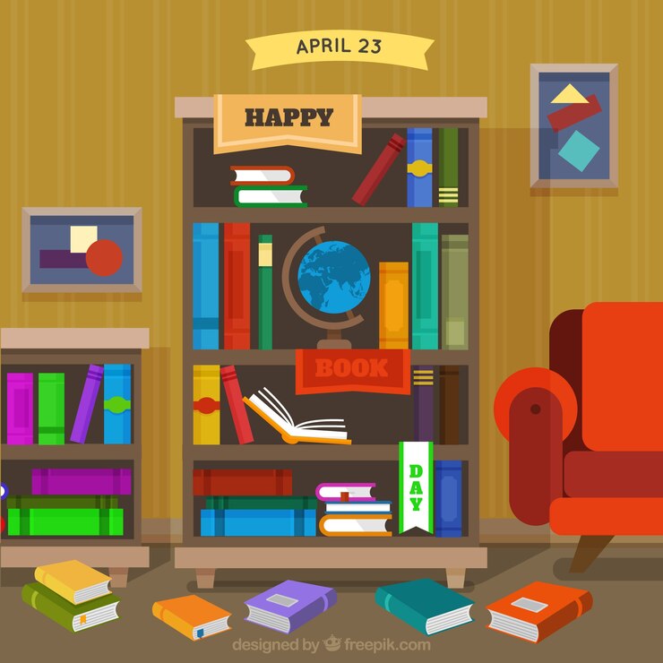 Free Vector shelf background full of books