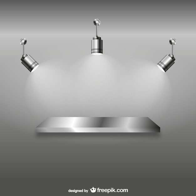 Free vector shelf with spotlights