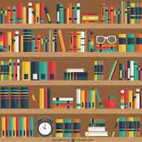 Free vector shelves with books