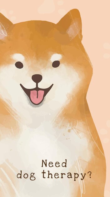 shiba inu template vector cute dog quote social media story, need dog therapy