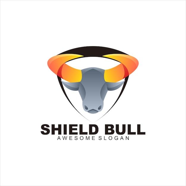 Free vector shield bull logo colorful vector illustration