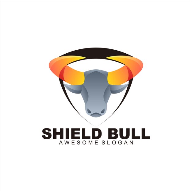 shield bull logo colorful vector illustration