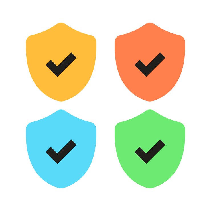 Free Vector shield check mark multiple colours set