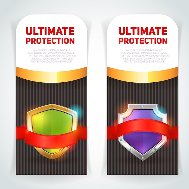 Free vector shield golden frame banners set