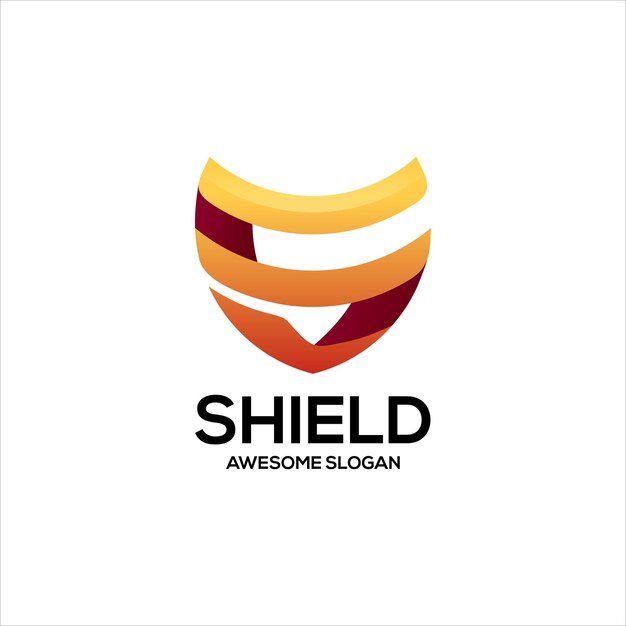 Shield gradient logo design illustration