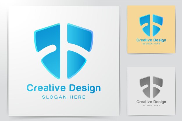 シールドのロゴのアイデア。インスピレーションのロゴデザイン。テンプレートベクトル図。白い背景に分離