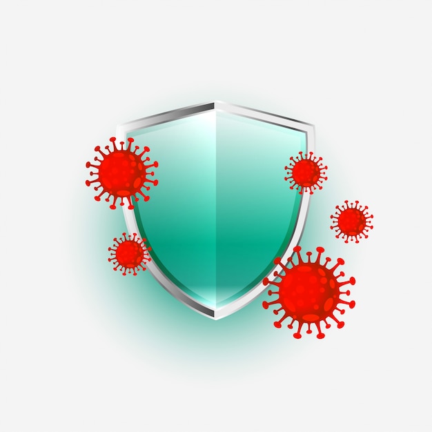 Free vector shield protecting novel coronavirus covid-19 to enter