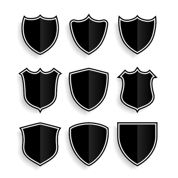 9つの盾のシンボルまたはバッジセット