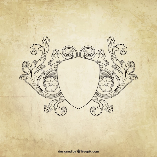 Бесплатное векторное изображение Щит с ретро украшения