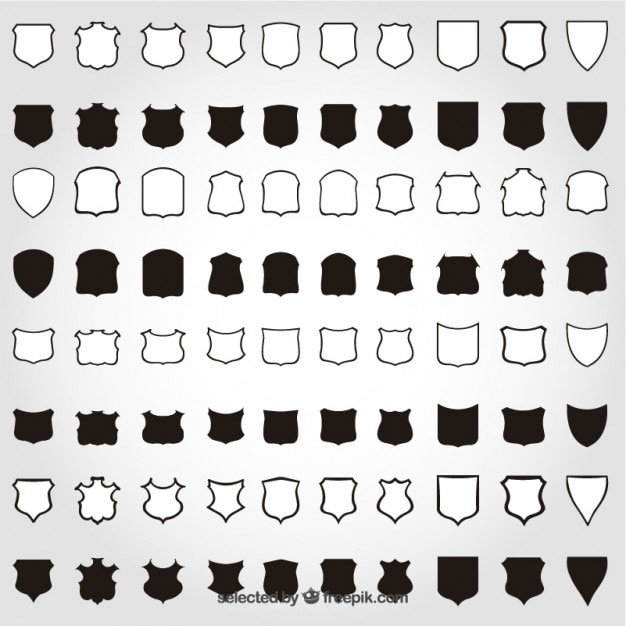 Free vector shields in black and white color