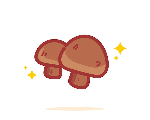 Shiitake mushroom hand drawn cartoon art illustration