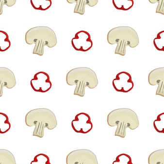 Бесшовный узор из грибов шиитаке. грибы повторяют узор. для дизайна поверхности, плаката, фона, веб-дизайна.