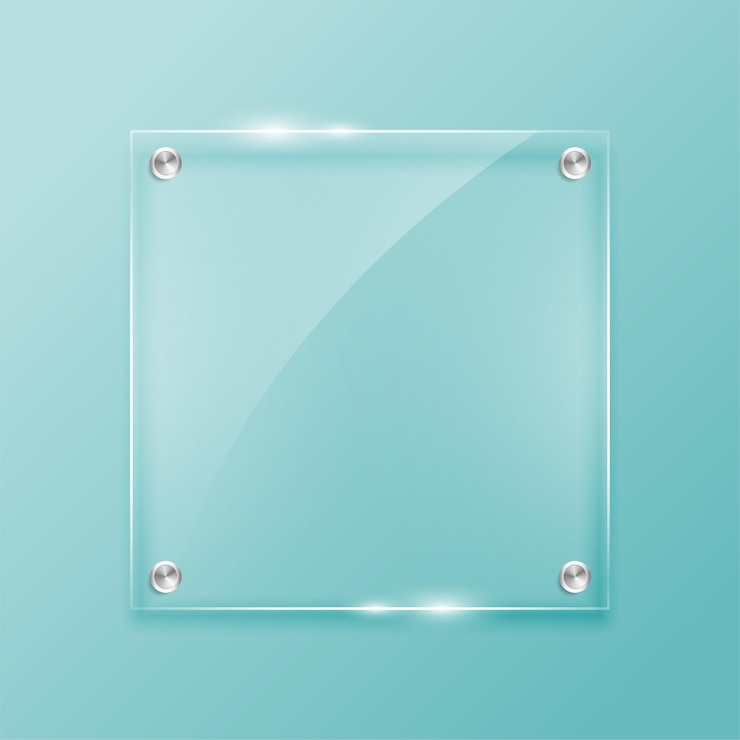 Free Vector shimmering acrylic glass frame background in square frame