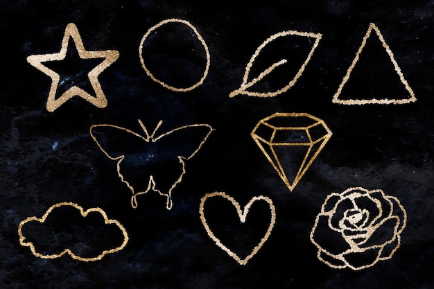Shimmery gold icon set