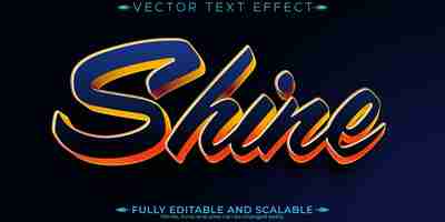 Free vector shine text effect editable metallic and shiny text style