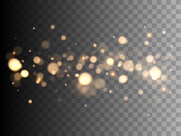 Shining bokeh isolated on dark background golden bokeh lights with glowing particles