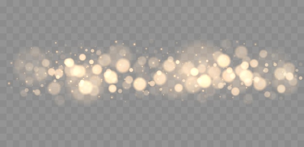 Shining bokeh isolated on grey background golden bokeh lights with glowing particles